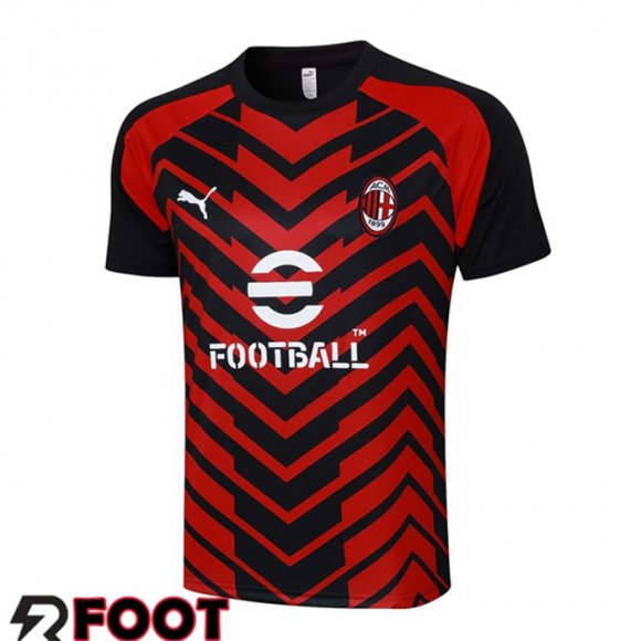 Plus Beau Training T-Shirts AC Milan Noir Rouge 2023/2024 Pas Cher